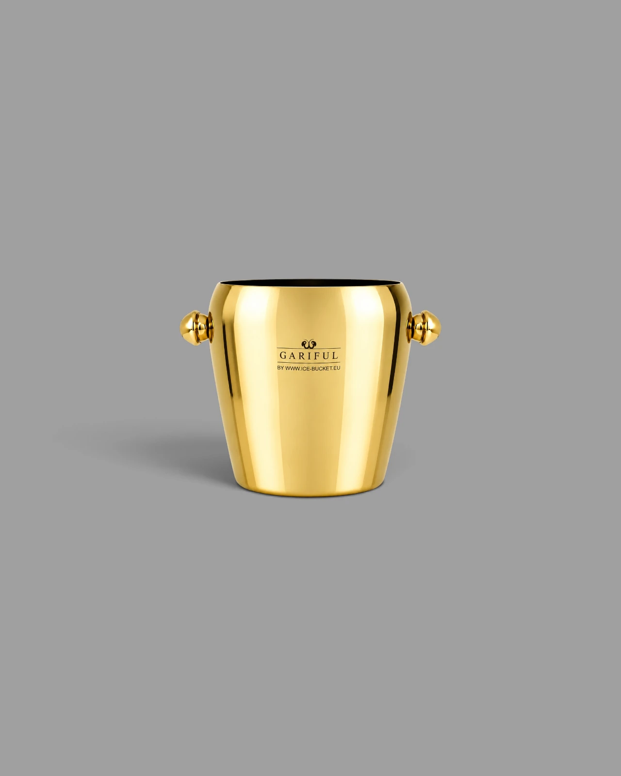 Gariful branded ice bucket, gold finish with handles